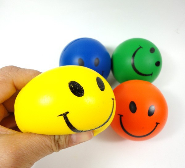 12PCS Hand Stress Relief Squeeze Foam Ball  Smile Face Balls Toys