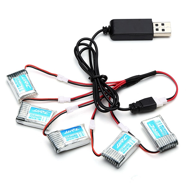 5X 3.7V 150mAh 20C Battery And USB Cable Set For JJRC H20 RC Quadcopter