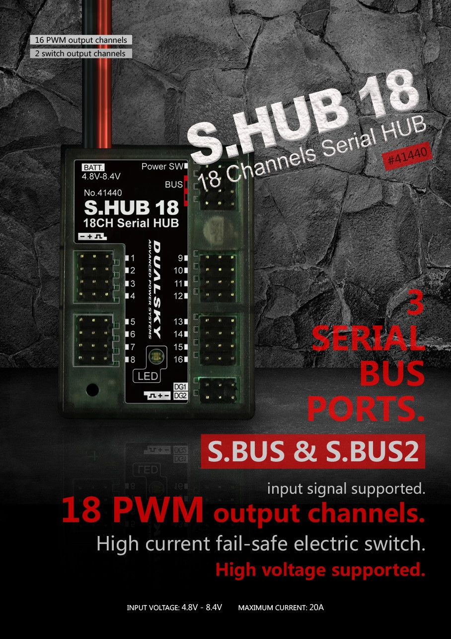 DUALSKY S.HUB 18 Channel PPW SBUS Serial Signal Distributor