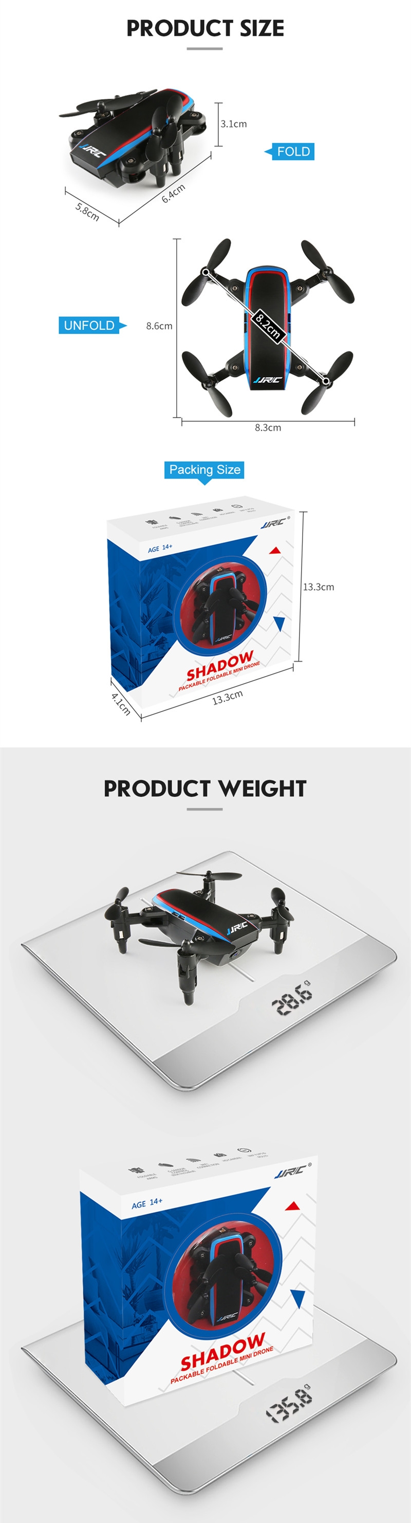 JJRC H53W Shadow WiFi FPV Foldable Mini Drone With 480P Camera Altitude Hold Mode RC Quadcopter BNF