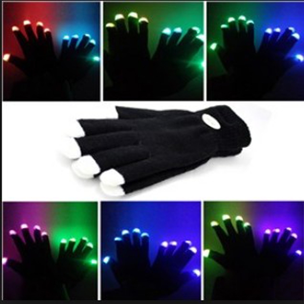 7 mode LED Finger Gloves Lighting Flashing Rave Toy Dance Party
