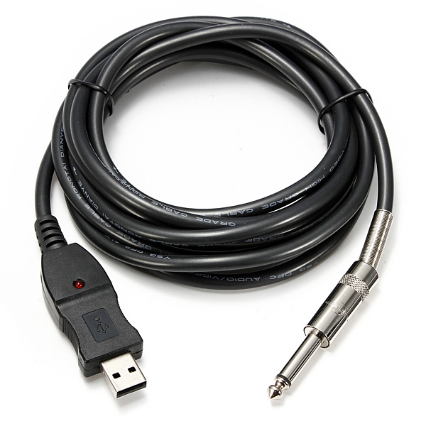 Guitar Bass 6.3mm To USB Link Connection Instrument Cable 3M