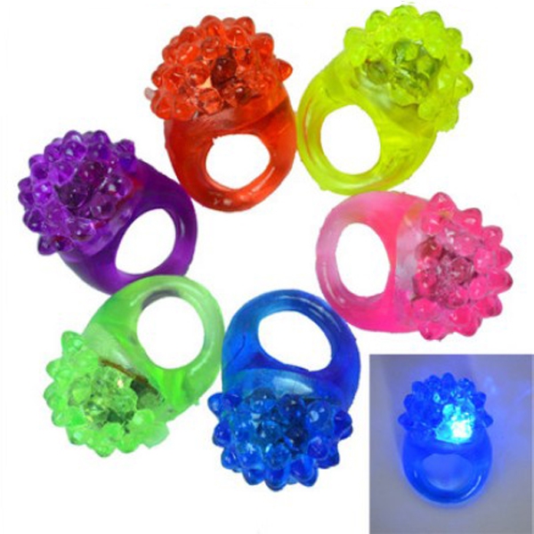 5PCS LED Flashing Elastic Rubber Blinking Strawberry Finger Ring