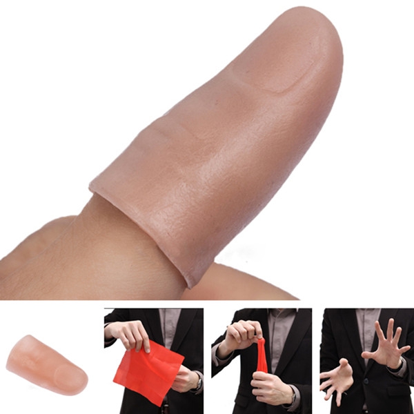 Magic Thumb Tip Trick Finger Prop + Red Silk Fun Magic Prop