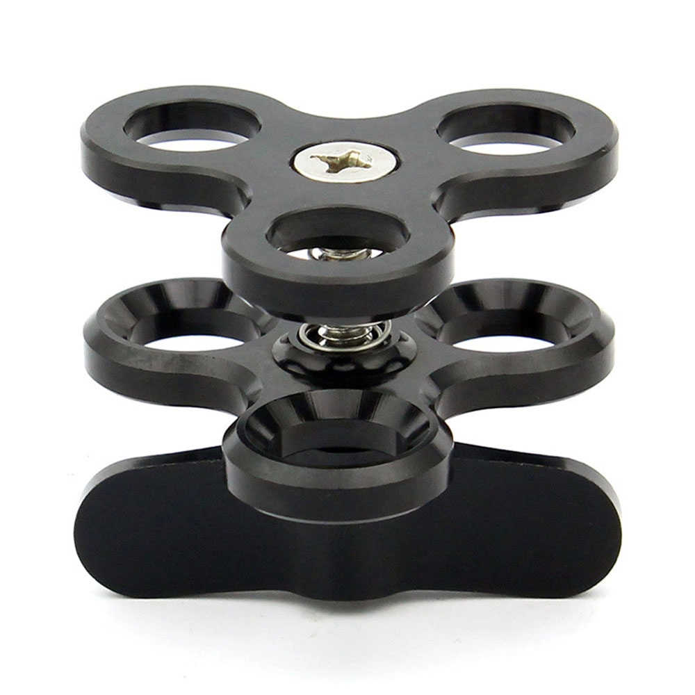 Aluminum Alloy CNC Ball Head Clamp Three Hole Butterfly Clamp for Xiaomi Yi Gopro Camera