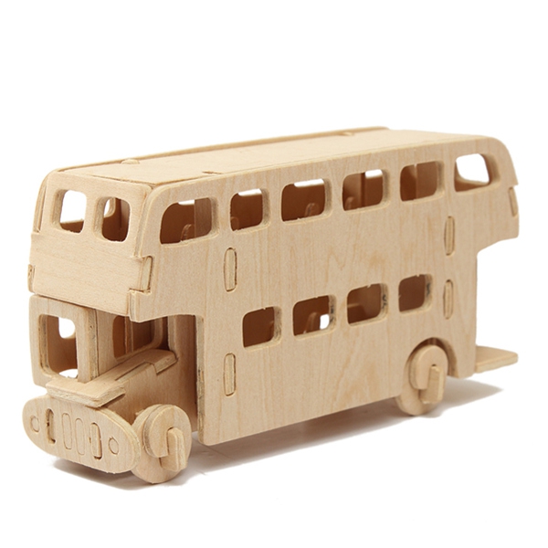 3D Jigsaw Puzzle Wooden Toy Bus Vehicle Woodcraft Handmade Toy