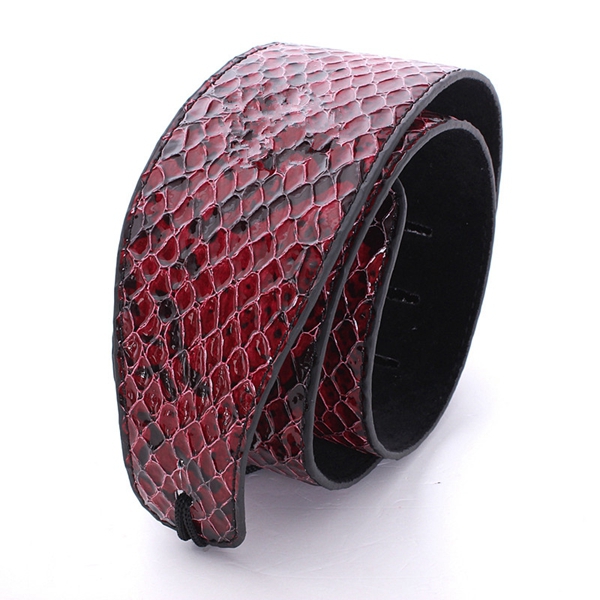 Red Python Style Guitar Strap PU Leather For Belt Electric Bass Soft