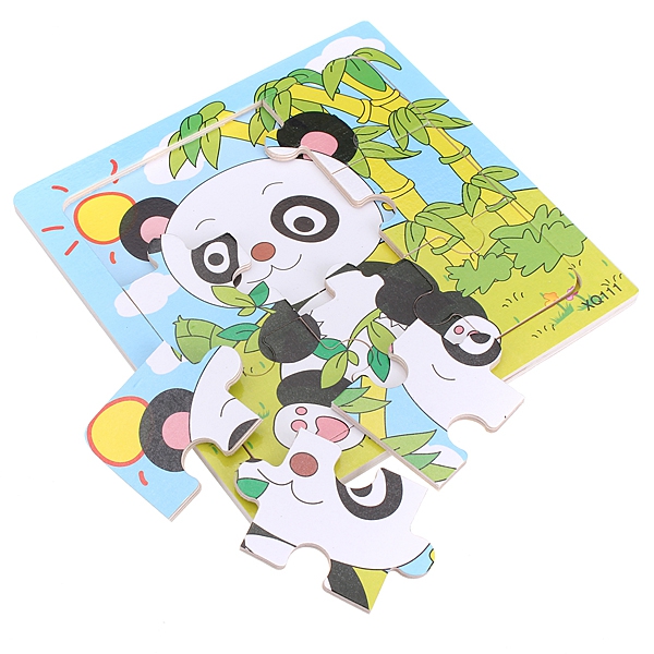 9Pcs Wooden Panda Puzzle Educational Baby Kids Training Toy 