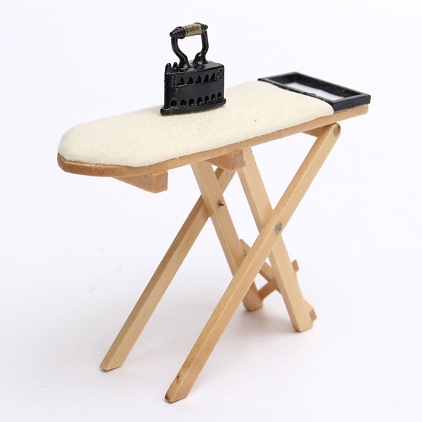 1/12 Dollhouse Miniature Iron With Ironing Board Set