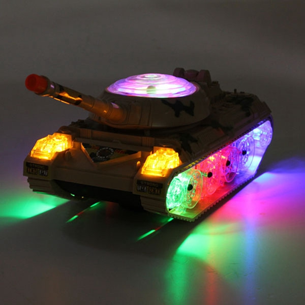 Army Tank Moving Sounding Flashing Wheel LED Lights Colorful 