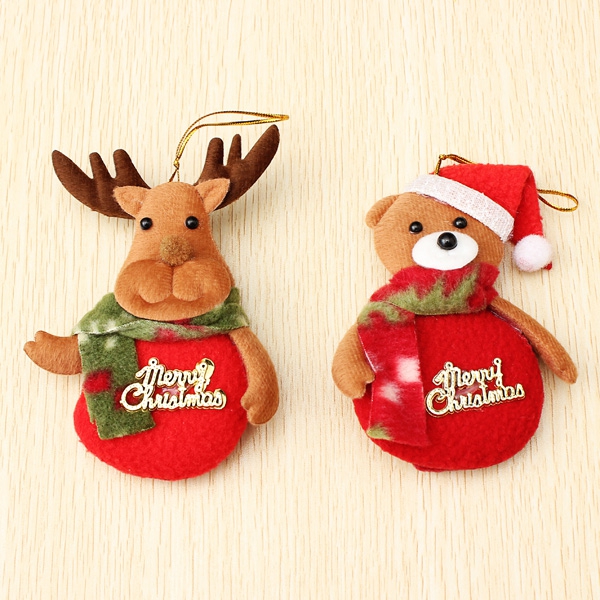 2PCS Christmas Beer Elk Pattern Pedant Ornament Kids Gift