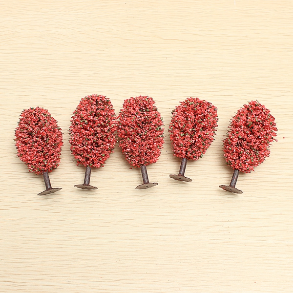 5pcs DIY Sand Table Building Model Materials Red Egg-shaped Tree