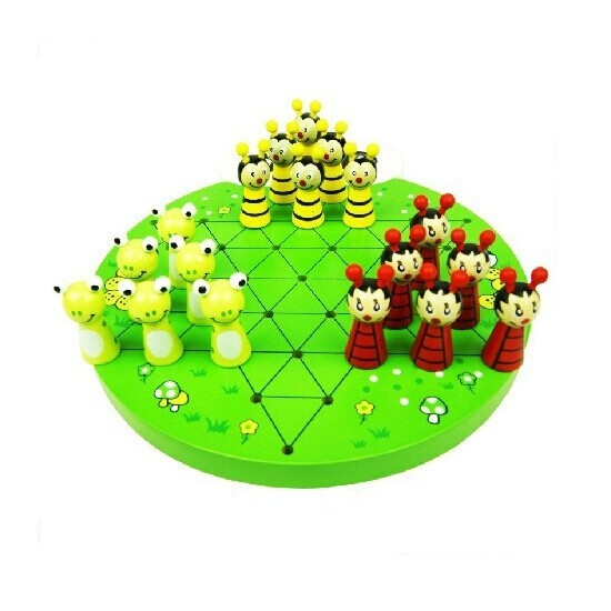 Round Animal Wooden Chinese Checkers Toys Educational Family Toy