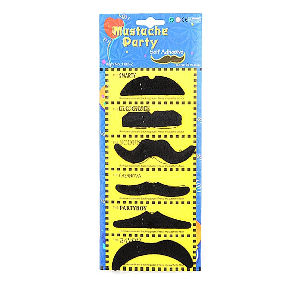 6PCS Stylish Costume Fake Mustache For Costume Party 