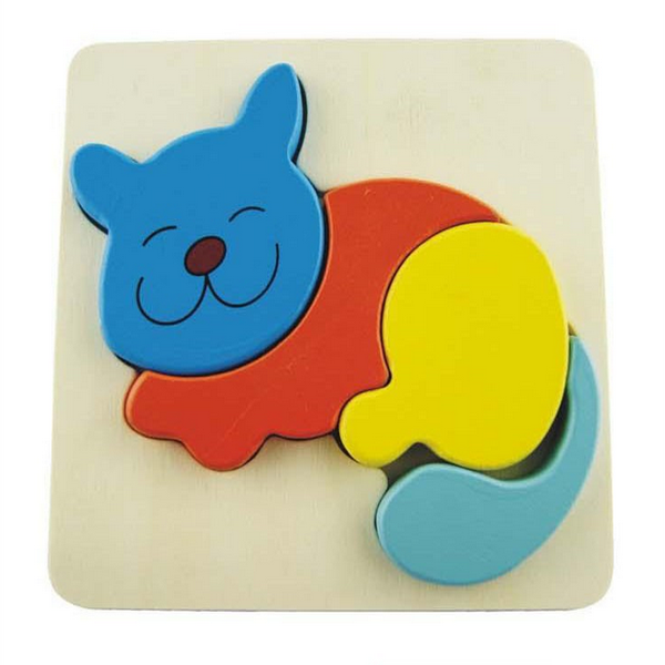 3D Assembled Cat Kitty Wooden Puzzle Preschool Educational Toy