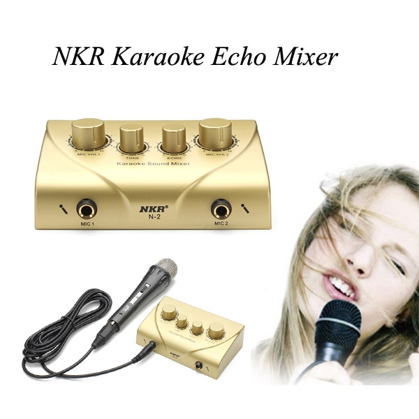 NKR Karaoke Echo Mixer With Two Microphones Sound Effect Mixer Kit