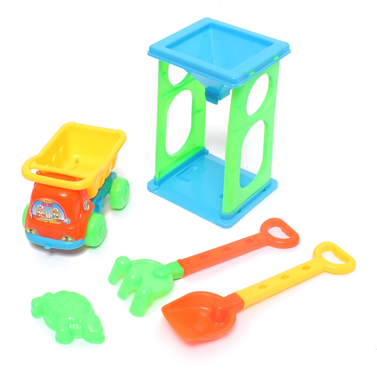 6 Pieces Seaside Beach Toy Trolley Shovel Set For Playing Sand And Water 