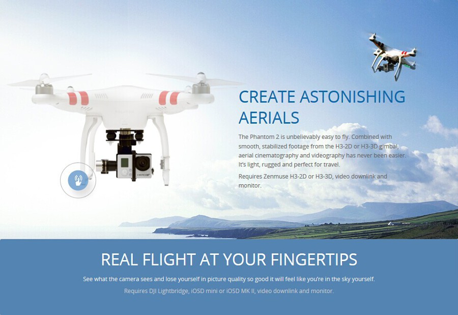 New Version DJI Phantom 2 H3-3D Gimbal with 2 Batteries