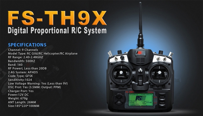 FlySky Upgraded 2.4G 9CH RC Helicopter Transmitter FS-TH9XB Mode 2
