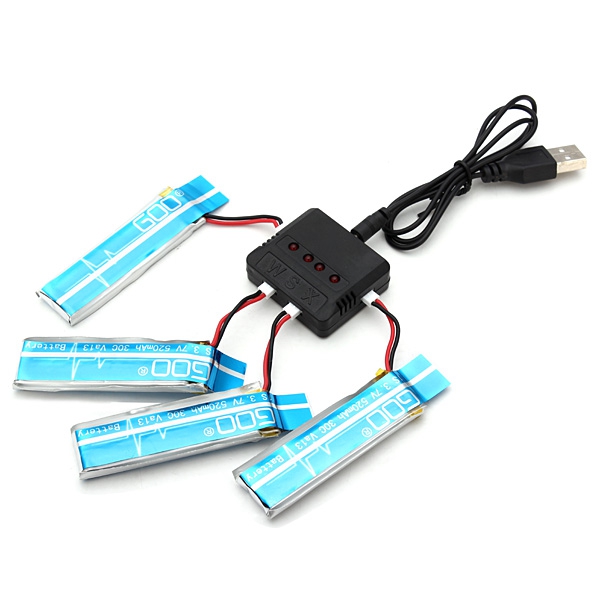 4 x WLtoys V977 V930 3.7V 520MAH Upgrade Battery With Charger