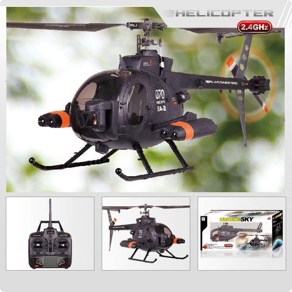 FX070C 2.4G 4CH 6-Axis Gyro Flybarless MD500 Scale RC Helicopter