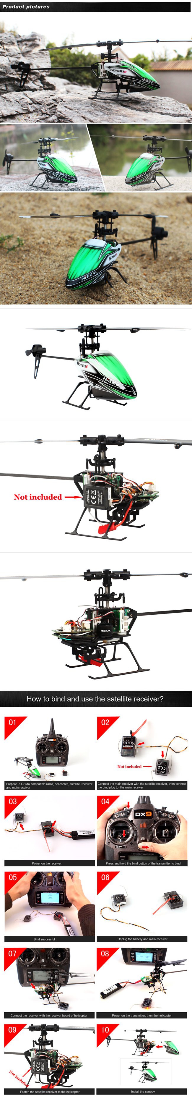 Hisky HCP100S 6CH 3 Axis Gyro Dual Brushless RC Heli+HT8 Adapter  