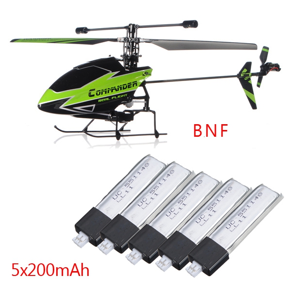 WLtoys V911-1 4CH Helicopter Green BNF + 200mAh Batteries