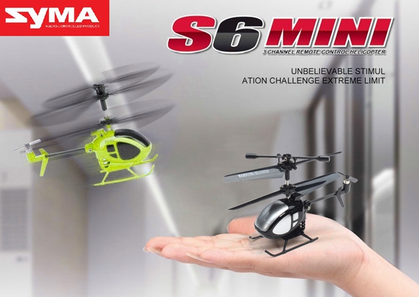 SYMA S6 3CH The World's Smallest RC Helicopter With Gyro Black Green