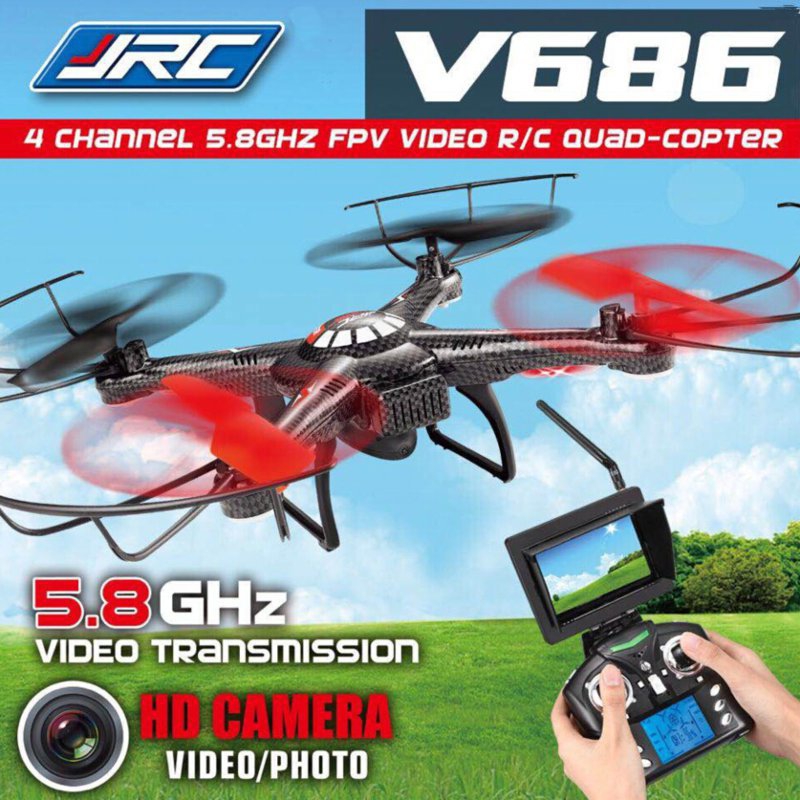 JJRC V686 5.8G FPV Headless Mode RC Quadcopter with HD Camera Monitor