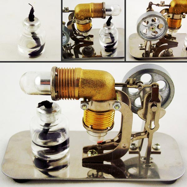 Mini Hot Air Stirling Engine Motor Model Educational Toy Kits