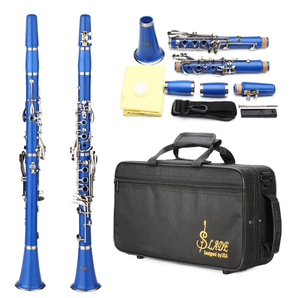 LADE Nickel Plating ABS 17 Key B♭ Binocular Clarinet Blue 