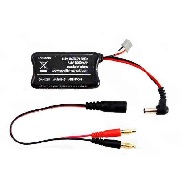 Fatshark 7.4V 1000mAh Li-Po Battery With Banana Discharge Adapter