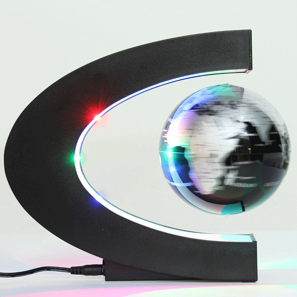 C Shape Magnetic Levitation Floating Globe World Map With LED Lights