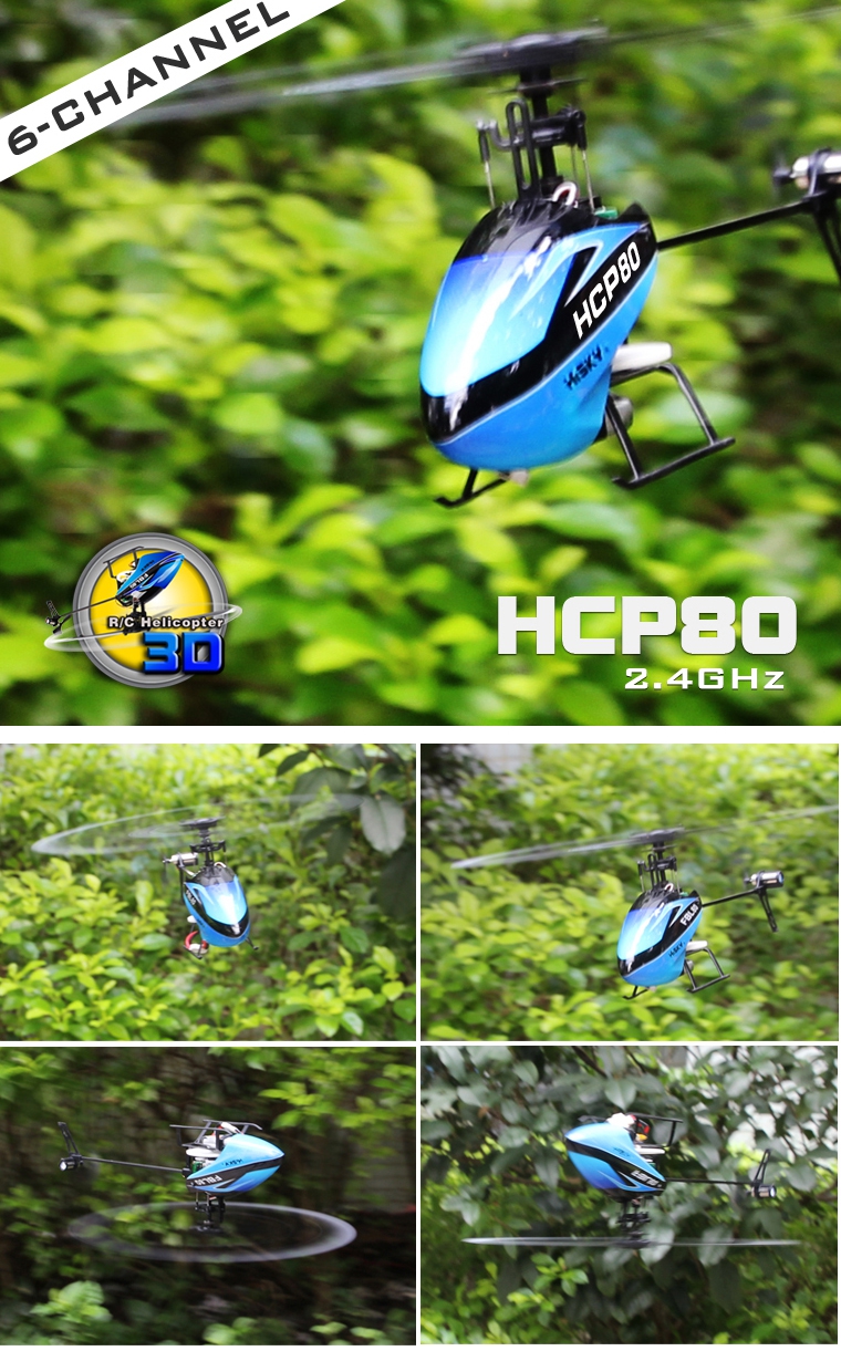 Hisky HCP80 FBL80 2.4G 6CH 3 Axis Gyro RC Helicopter H-6 RTF