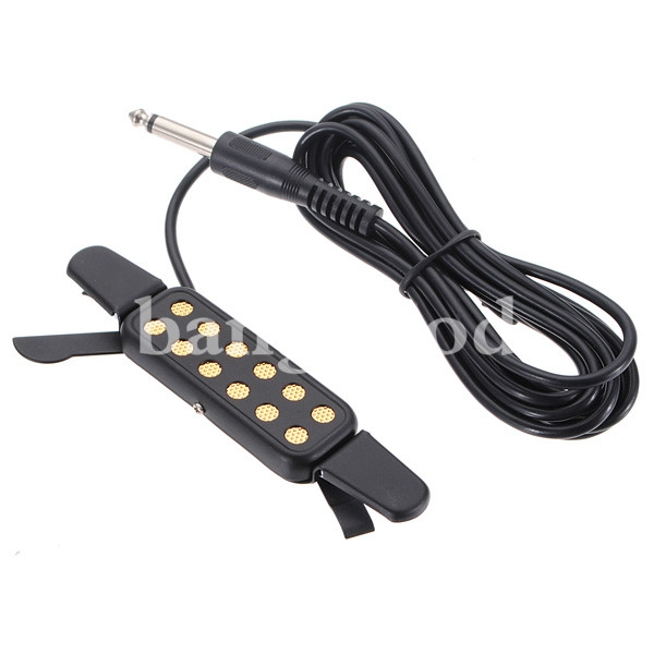 Acoustic Guitar Pickup Microphone Wire Amplifier 12 Holes Black KQ3