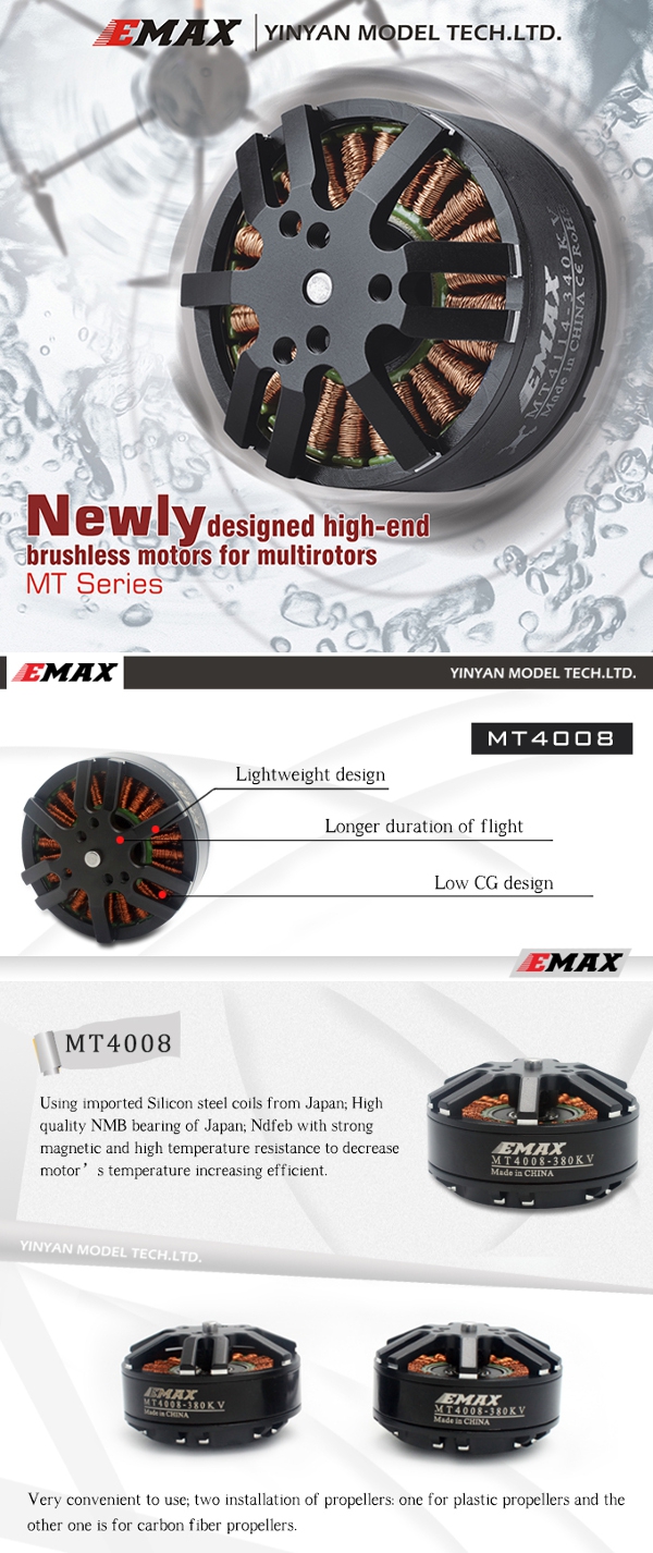 Emax MT4008 380KV 470KV 600KV Brushless Motor For RC Multirotor