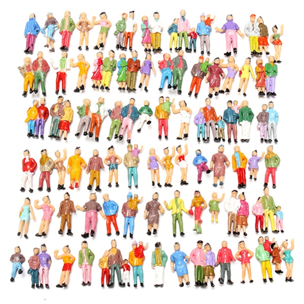 100pcs Mixed Painted Model Trains People Passengers Figures