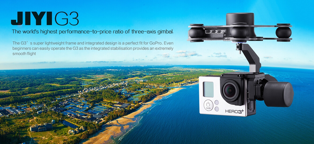 JIYI G3-3D Three-axis FPV Gimbal For Gopro Hero3 Hero3+ Hero4 Aerial Photography 166g