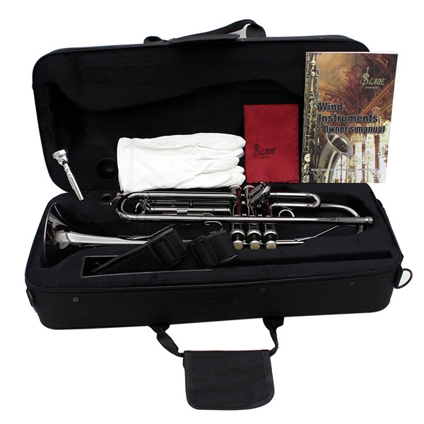 LADE Brass Black Nickel Bb Trumpet With Case Glove 