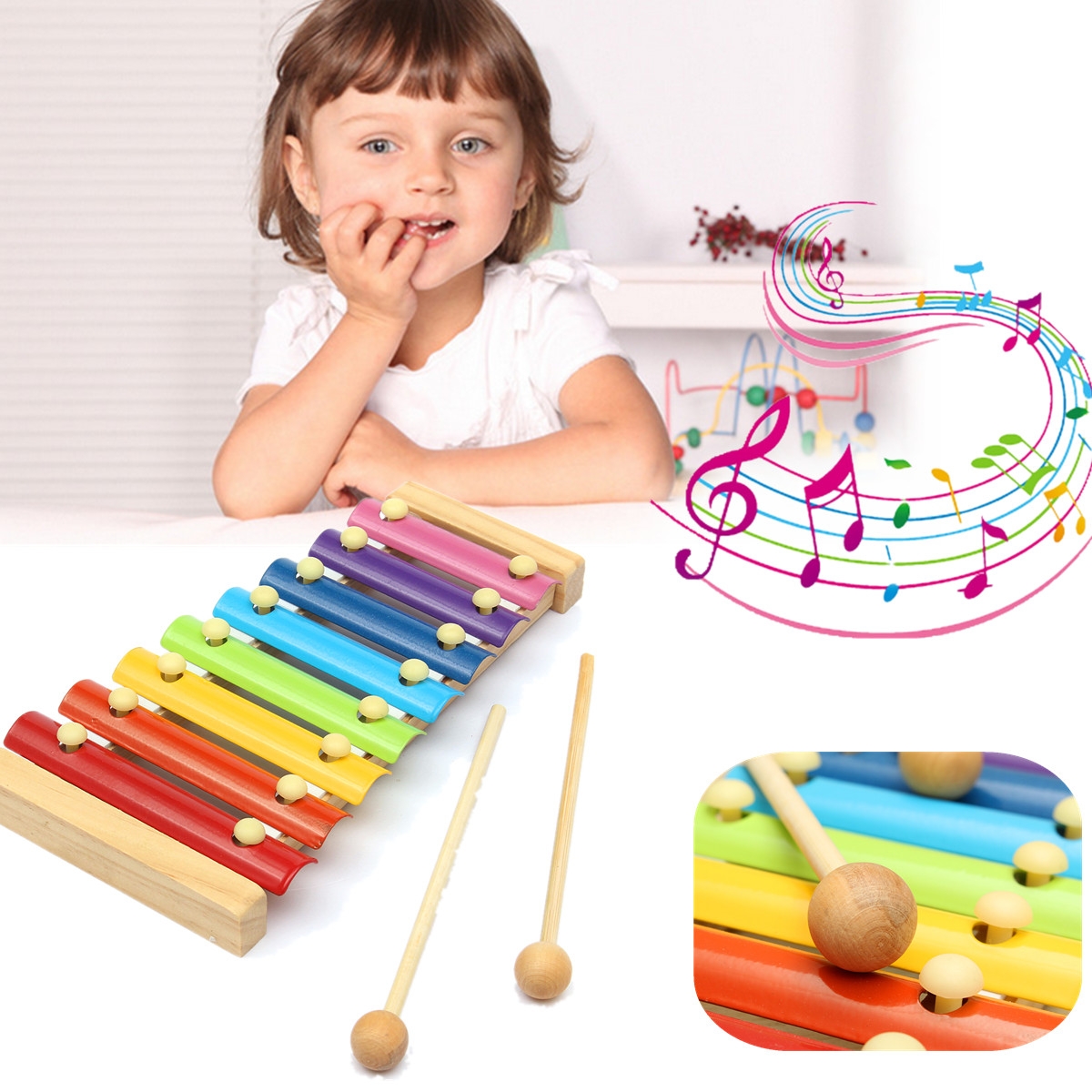 Kids Toys 8 Notes Musical Xylophone Piano Wooden Instrument For Children