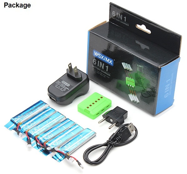 6 IN 1 Battery Package 3.7V 520mAh 30C Battery for WLtoys V930 V977 XK K110 