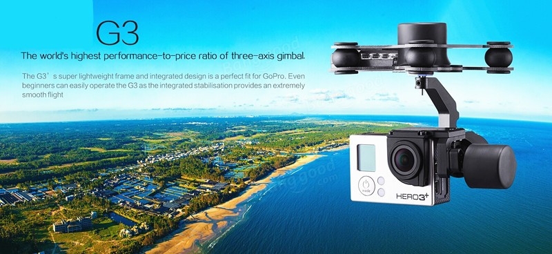 FPV G3-3D 3 Axis Gimbal For Gopro Hero3 Hero3+ Hero4 Aerial Photography 166g