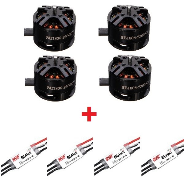 4X DYS BE1806 2300KV Brushless Motor with 4X DYS BL16A Mini 16A BLHeli ESC 