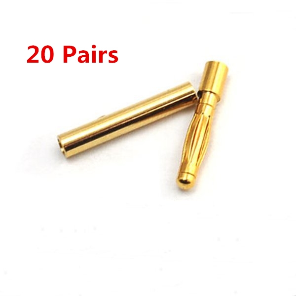 20 Pairs 2mm Gold Bullet Banana Connector Plug For ESC Battery Motor