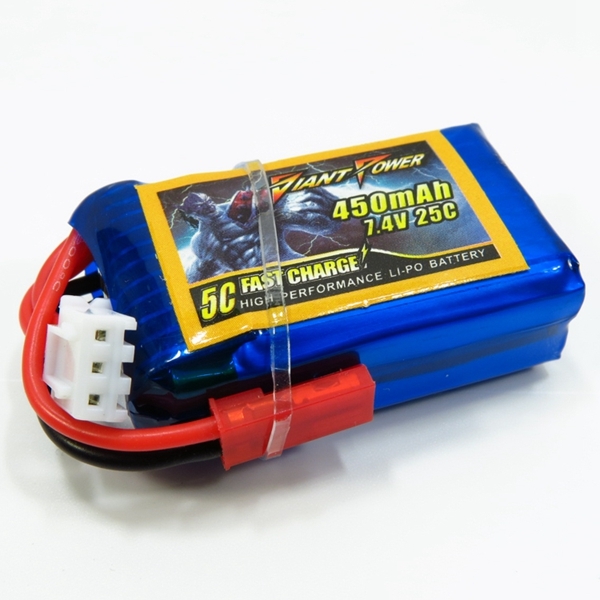 Giant Power LIPO 7.4V 2S 450MAH 25C Low Resistance Battery Good Consistency Ultra Light 