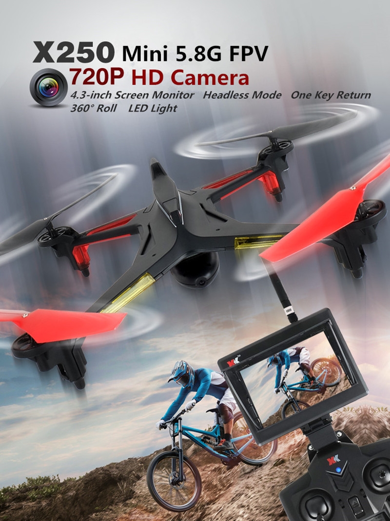 XK Alien X250-A 5.8G FPV With 2.0MP Camera 2.4G 4CH 6 Axis Headless Mode RC Quadcopter RTF
