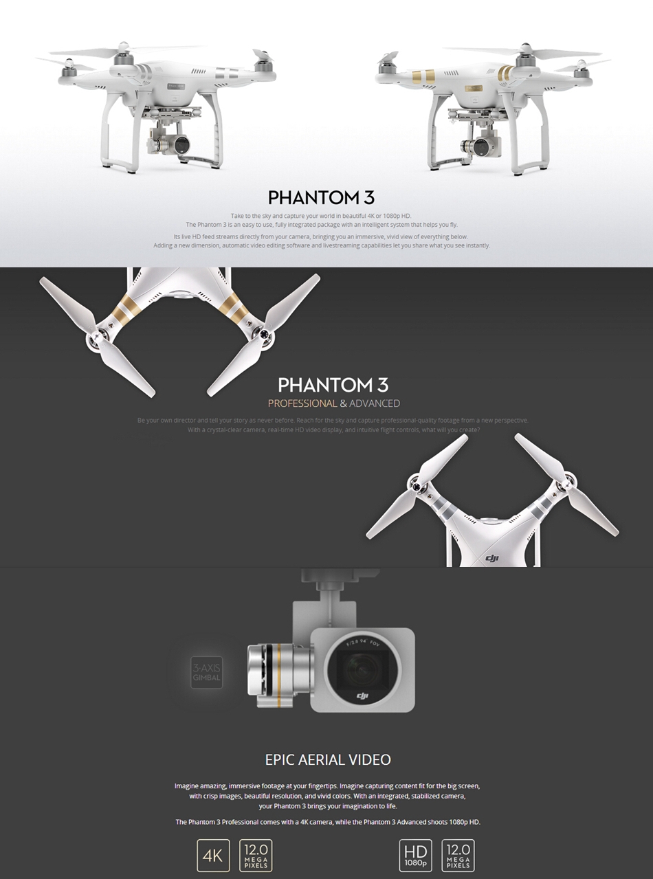 DJI Phantom 3 Professional With 4K Camera & Advanced 1080p HD RTF