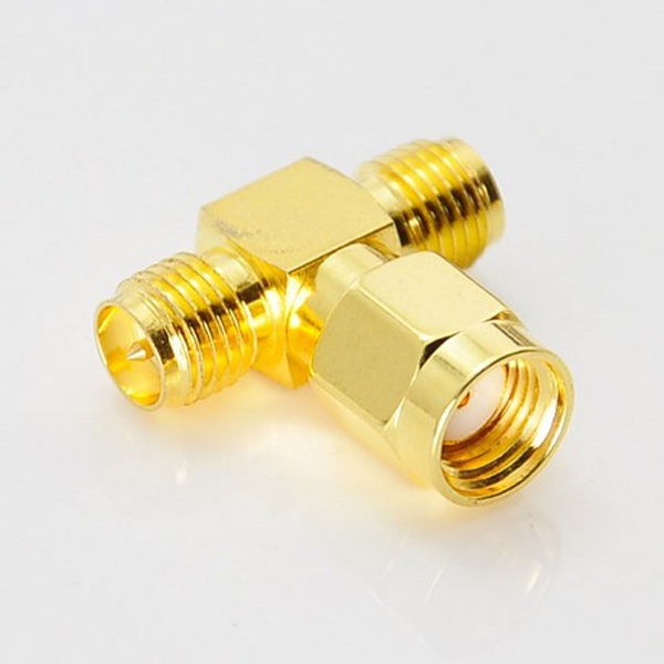 RP-SMA Male to Two 2 RP-SMA Female T Connector Adapter