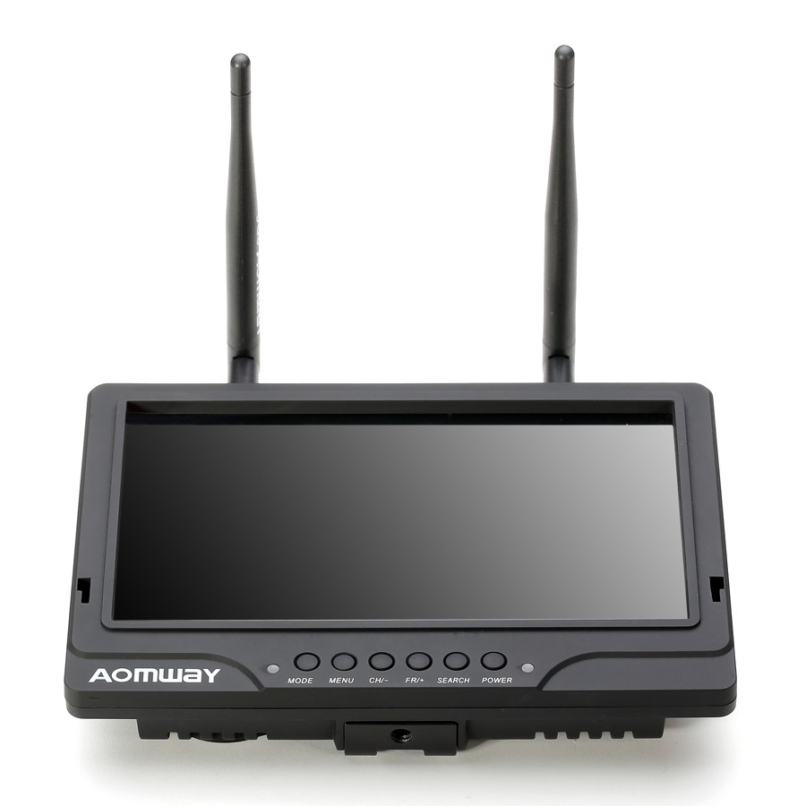 AOMWAY 7 Inch LCD 5.8G 32CH Dual Receiver FPV Monitor DVR with Sunshade Built-in Battery 