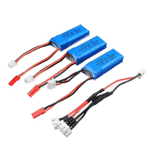 3Pcs Battery 7.4V 20C 450mAh For Wltoys RC Car K969 K989 K989 K999 P929 P939